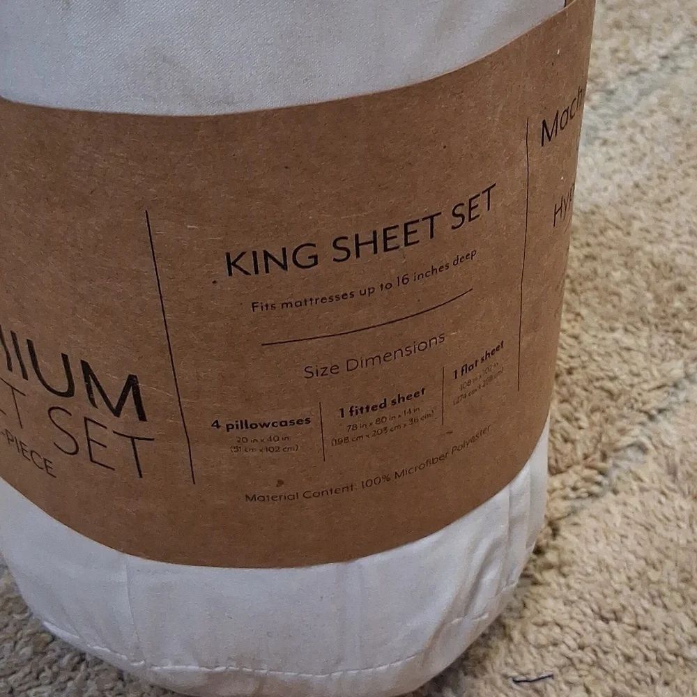 Microfiber Bed Sheet Sets - White, King, 6 Piece, Double-Brushed